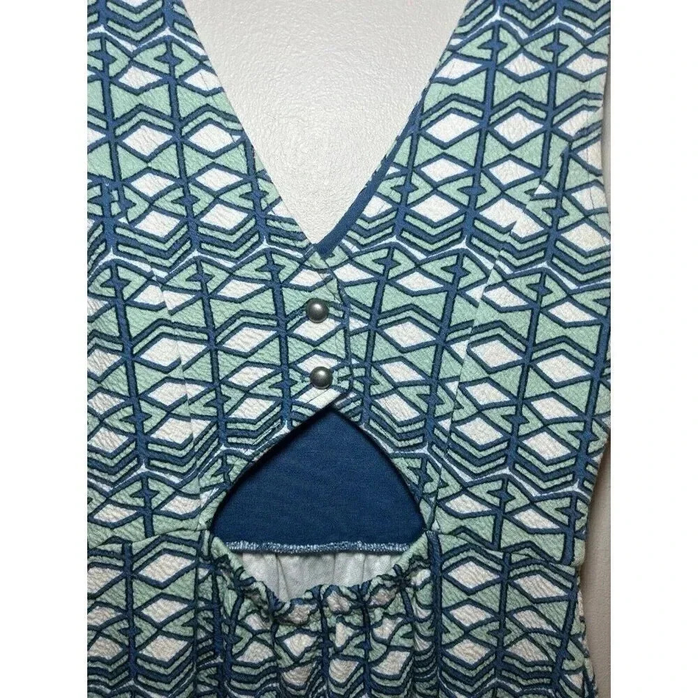 ANTHROPOLOGIE MAEVE Blue & Green Abstract Sleeveless Dress Cut Out Back Size 4 - Picture 6 of 8